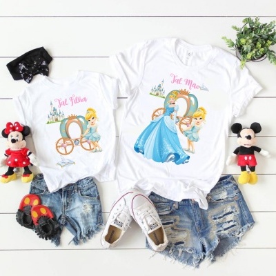 T-Shirts Coleção Mãe e Filhas Princesas - Cinderela