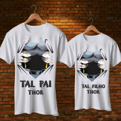 Par T-shirts Tal Pai Tal Filho Super Heróis Par T-shirts Tal Pai Tal Filho Super Heróis