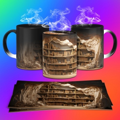 Caneca Biblioteca Imagem 3D