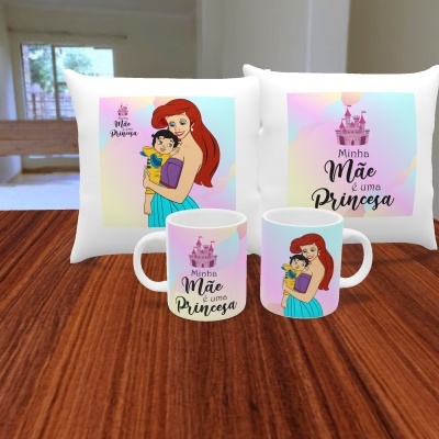 Pack Caneca e Capa de Almofada Mãe Princesa - 11 Imagens