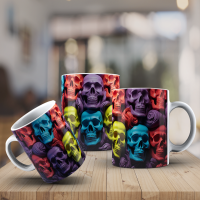 Caneca Caveiras Imagem  3D
