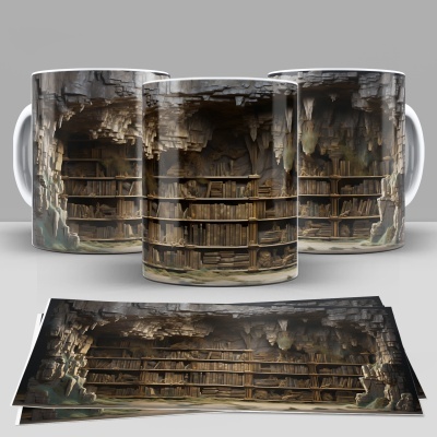 Caneca Biblioteca Imagem 3D