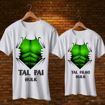 Par T-shirts Tal Pai Tal Filho Super Heróis Par T-shirts Tal Pai Tal Filho Super Heróis