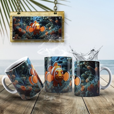 Caneca Peixinhos  Imagem 3D
