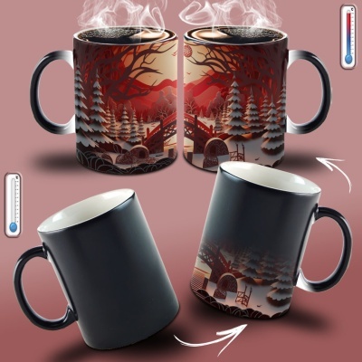 Caneca Natal Vermelho Imagem 3D