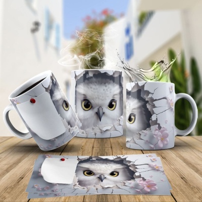 Caneca Coruja Imagem  3D