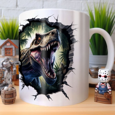 Caneca Tiranossauro Imagem 3D
