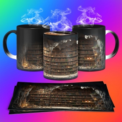 Caneca Biblioteca Imagem 3D
