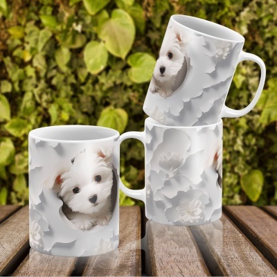 Caneca Cães Imagem  3D