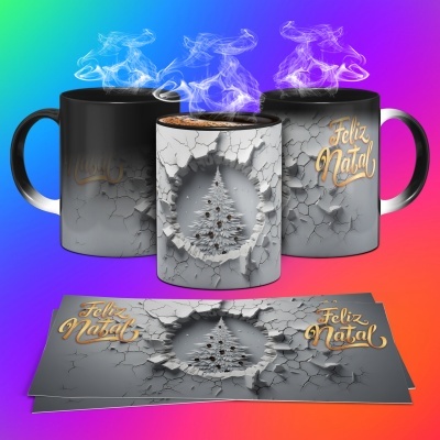 Caneca Feliz Natal Imagem 3D