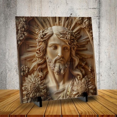 Azulejo Jesus em Madeira