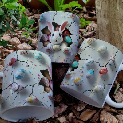 Caneca Ovinhos Páscoa Imagem  3D