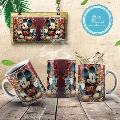 Caneca Mickey e Amigos Imagem  3D