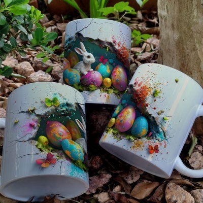 Caneca Ovinhos Páscoa Imagem  3D