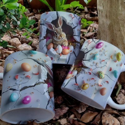 Caneca Ovinhos Páscoa Imagem  3D