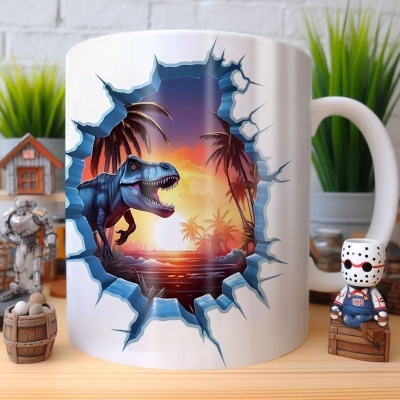 Caneca Tiranossauro Imagem 3D