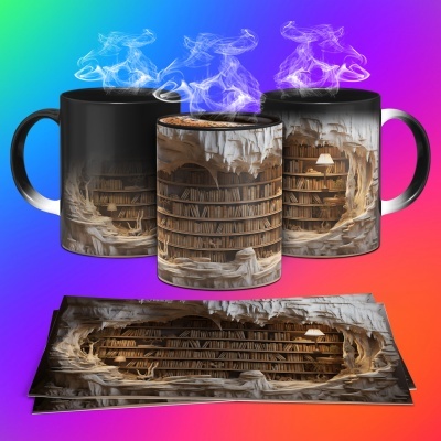 Caneca Biblioteca Imagem 3D