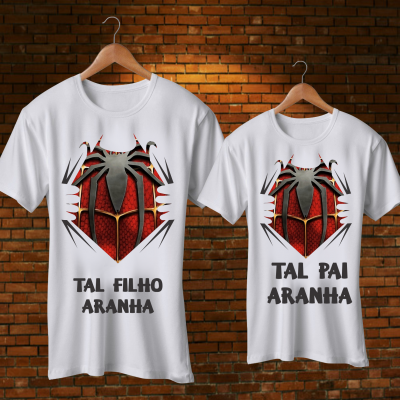 Par T-shirts Tal Pai Tal Filho Super Heróis Par T-shirts Tal Pai Tal Filho Super Heróis