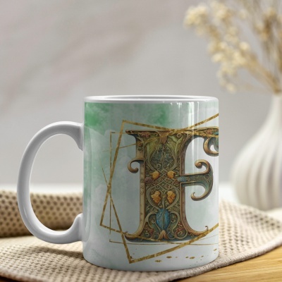 Caneca Alfabeto Arabesco  Dourado