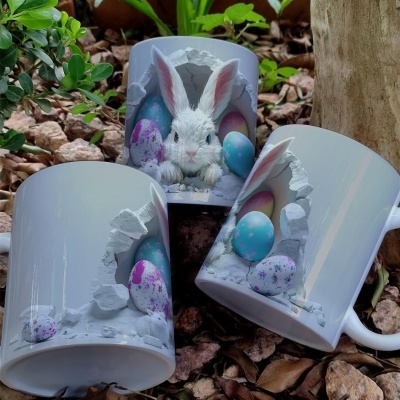 Caneca Ovinhos Páscoa Imagem  3D