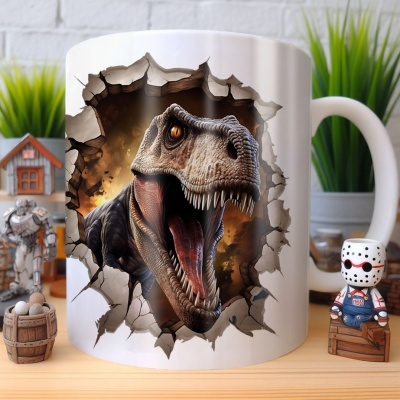 Caneca Tiranossauro Imagem 3D