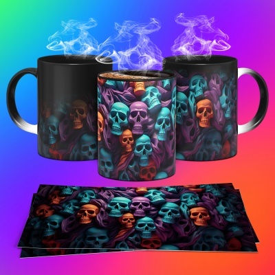 Caneca Caveiras Imagem  3D