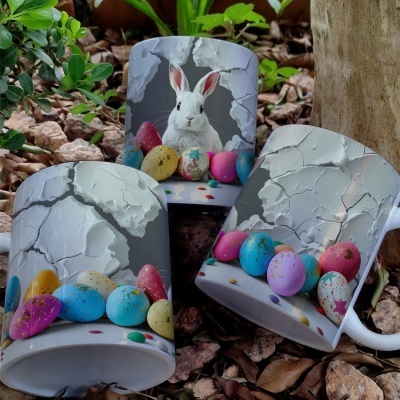 Caneca Ovinhos Páscoa Imagem  3D