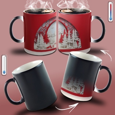 Caneca Natal Vermelho Imagem 3D