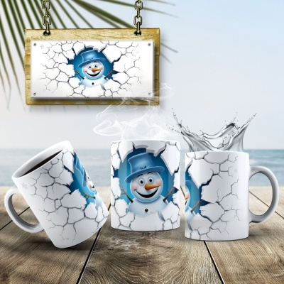 Caneca Natal Boneco de Neve Imagem  3D