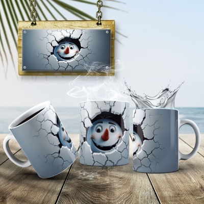 Caneca Natal Boneco de Neve Imagem  3D