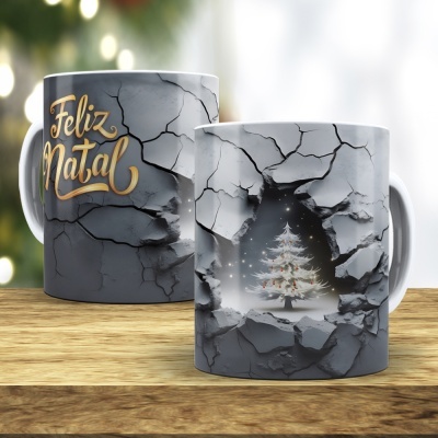 Caneca Feliz Natal Imagem 3D