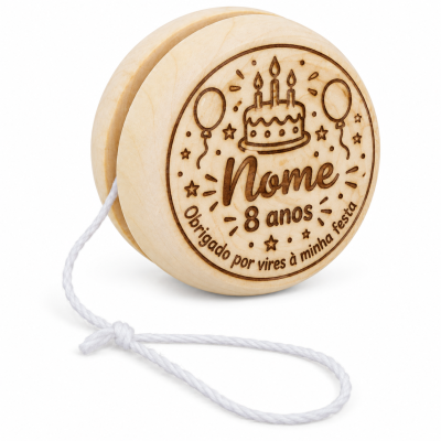 Ioiô de Madeira Personalizado - Lembrança de Aniversário