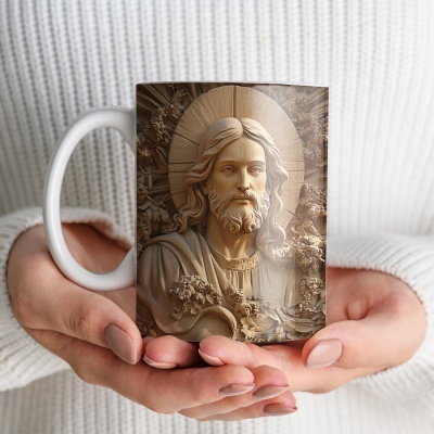 Caneca Jesus Cristo em Madeira
