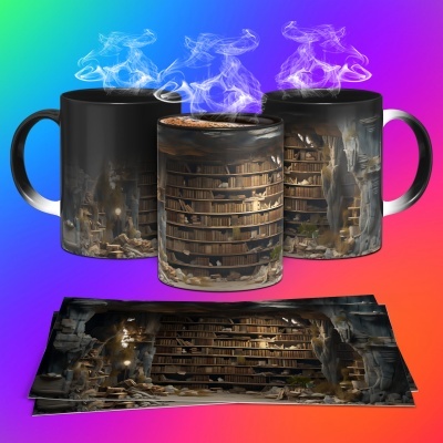 Caneca Biblioteca Imagem 3D