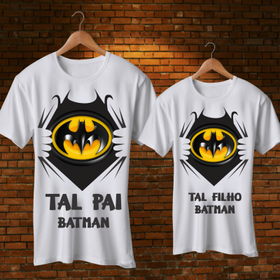 Par T-shirts Tal Pai Tal Filho Super Heróis Par T-shirts Tal Pai Tal Filho Super Heróis