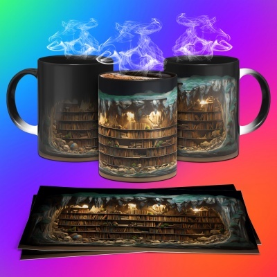 Caneca Biblioteca Imagem 3D