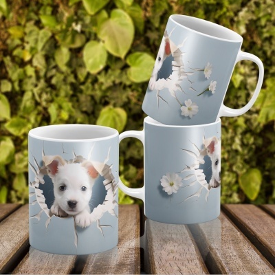 Caneca Cães Imagem  3D