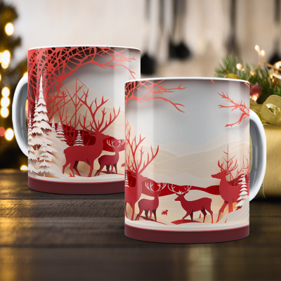 Caneca Natal Vermelho Imagem 3D