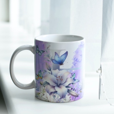 Caneca Alfabeto Borboleta Lilás