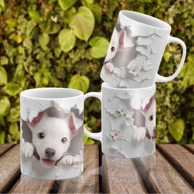 Caneca Cães Imagem  3D