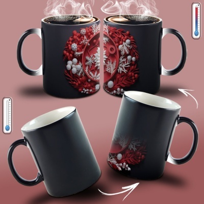 Caneca Natal Vermelho Imagem 3D
