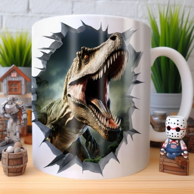 Caneca Tiranossauro Imagem 3D