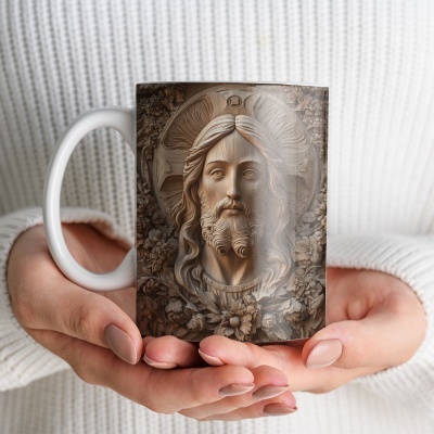 Caneca Jesus Cristo em Madeira