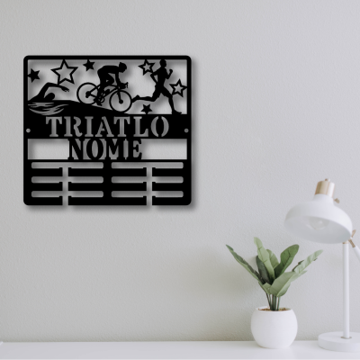 Suporte de Medalhas Personalizado Triatlo Masculino