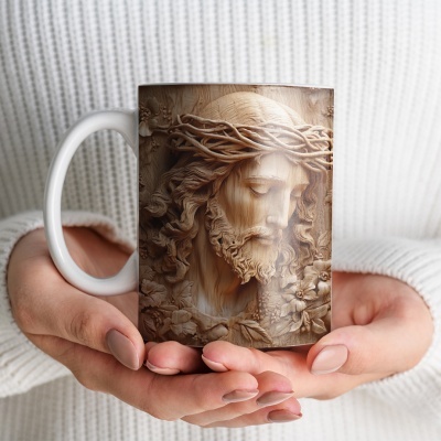 Caneca Jesus Cristo em Madeira