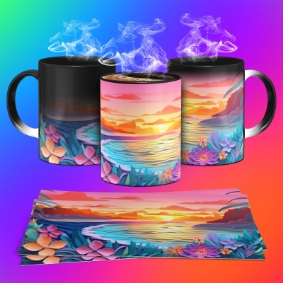 Caneca Praia Imagem 3D
