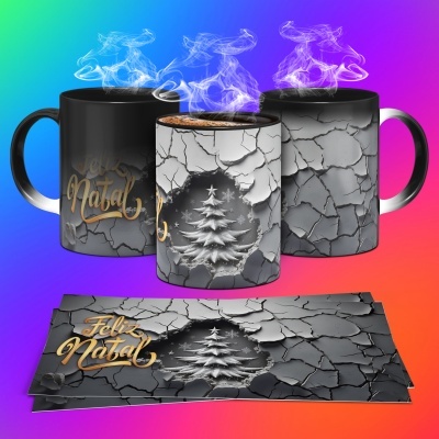 Caneca Feliz Natal Imagem 3D