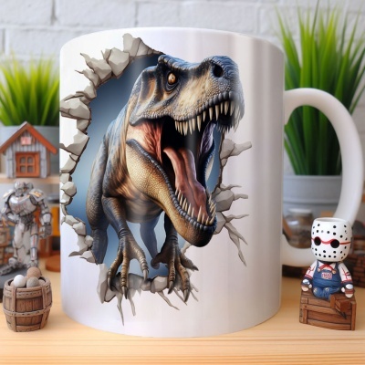 Caneca Tiranossauro Imagem 3D