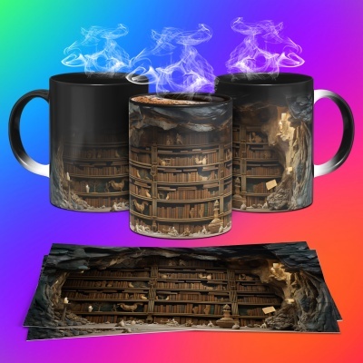 Caneca Biblioteca Imagem 3D