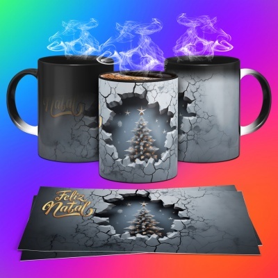 Caneca Feliz Natal Imagem 3D